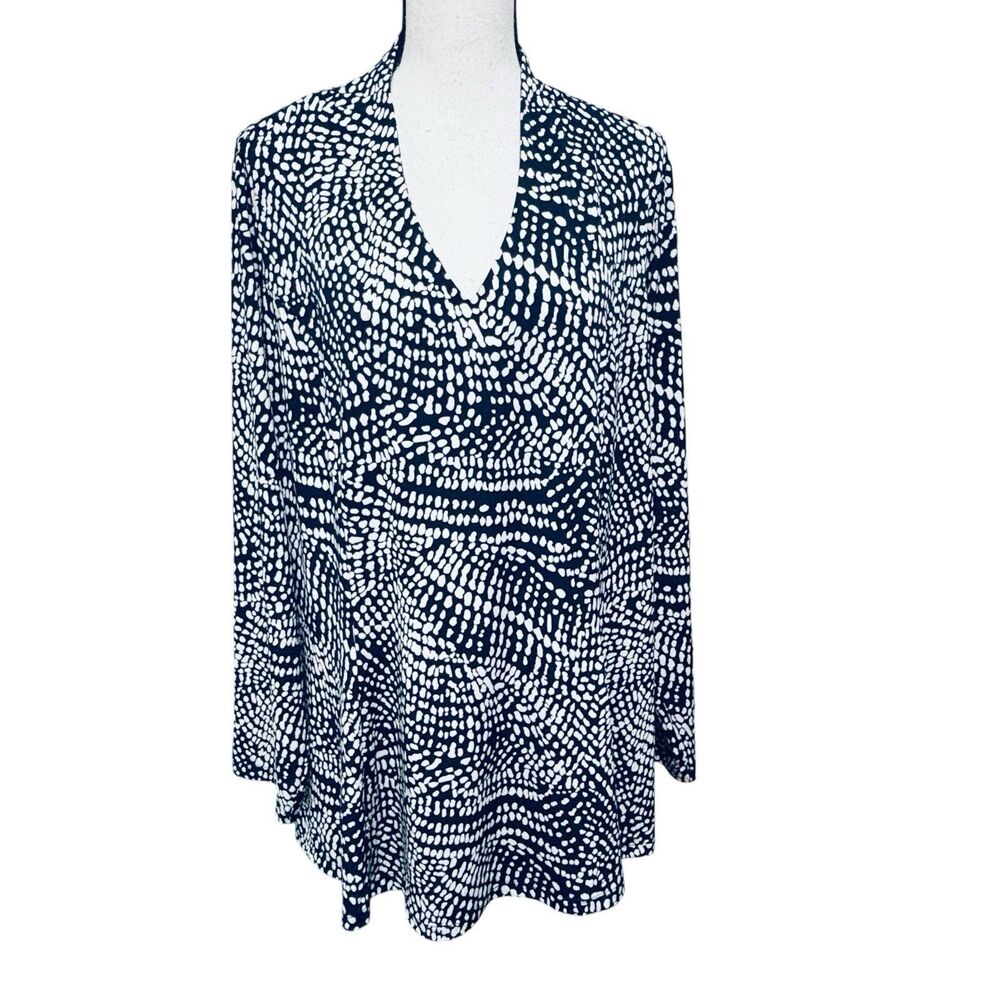 Susan Graver Abstract Dot Tunic Blouse Sz 1X Navy